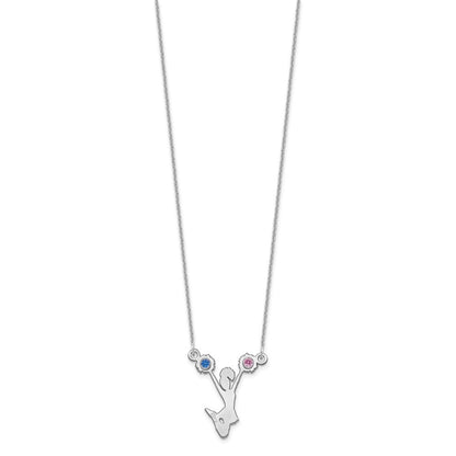 14K Weißgold Cheerleader mit Zargenfassung Rhodiniert Bs Halskette