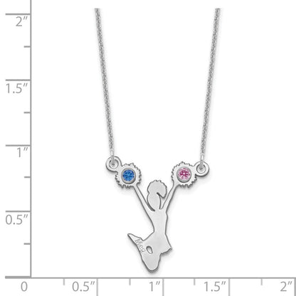 14K Weißgold Cheerleader mit Zargenfassung Rhodiniert Bs Halskette