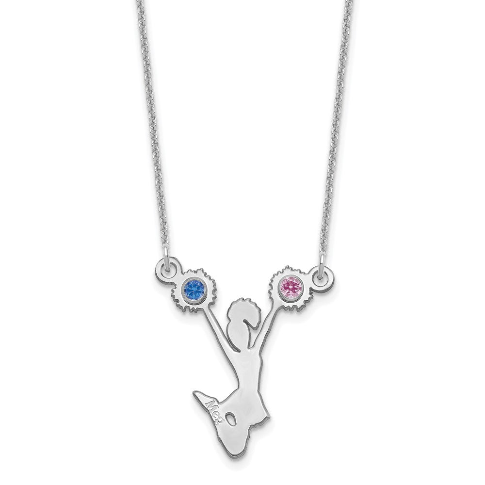 14K Weißgold Cheerleader mit Zargenfassung Rhodiniert Bs Halskette