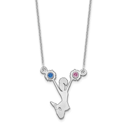 14K Weißgold Cheerleader mit Zargenfassung Rhodiniert Bs Halskette