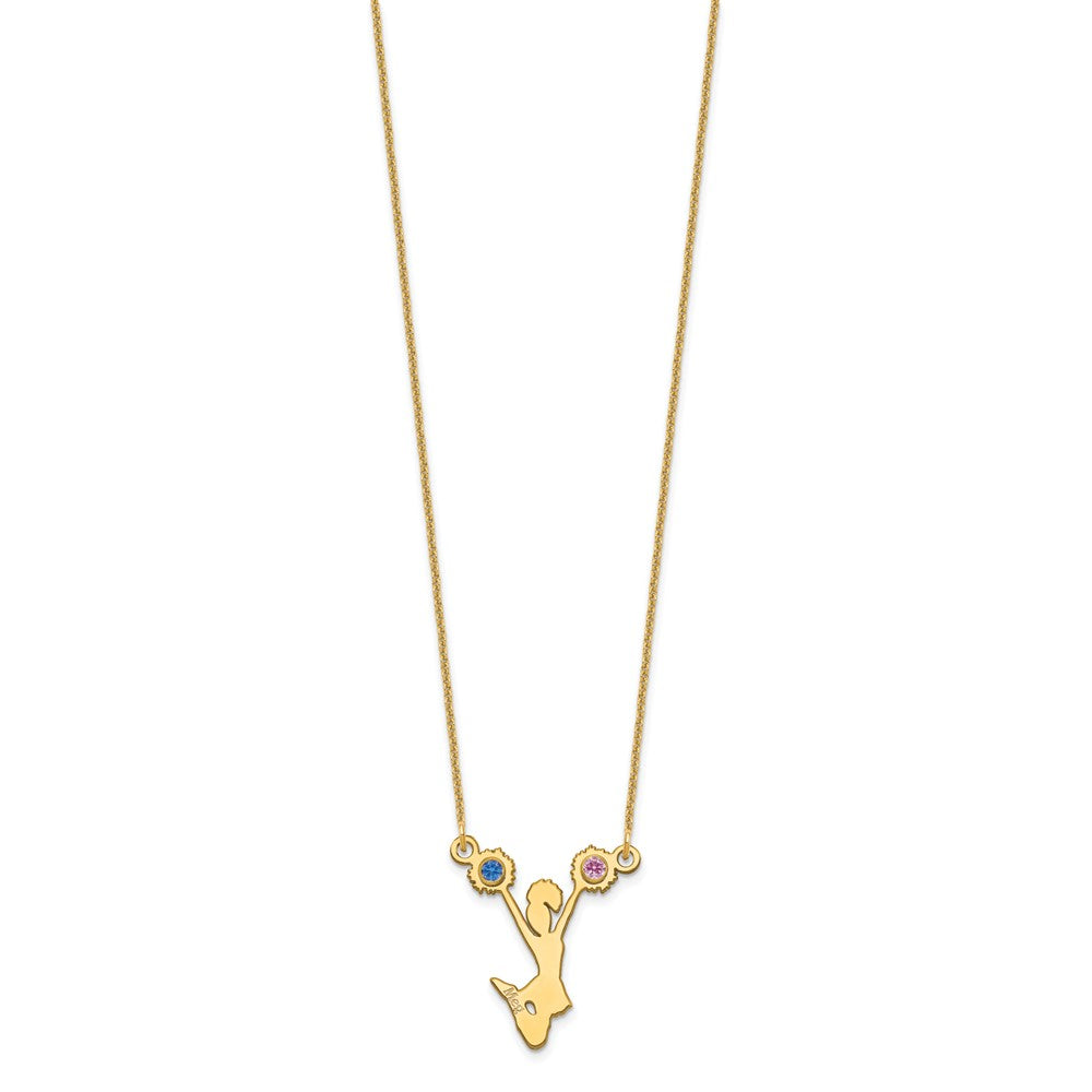 14K Gelbgold Cheerleader mit Zargenfassung Geburtsstein Halskette