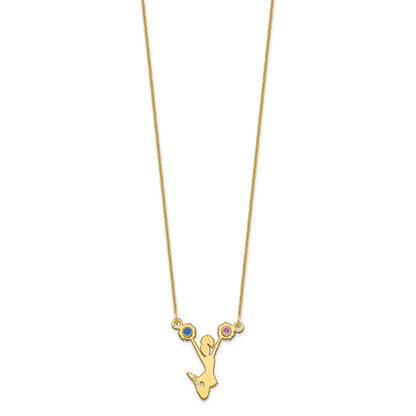 14K Gelbgold Cheerleader mit Zargenfassung Geburtsstein Halskette