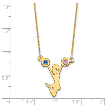 14K Gelbgold Cheerleader mit Zargenfassung Geburtsstein Halskette