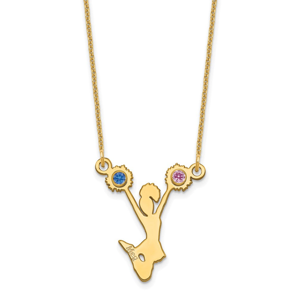 14K Gelbgold Cheerleader mit Zargenfassung Geburtsstein Halskette