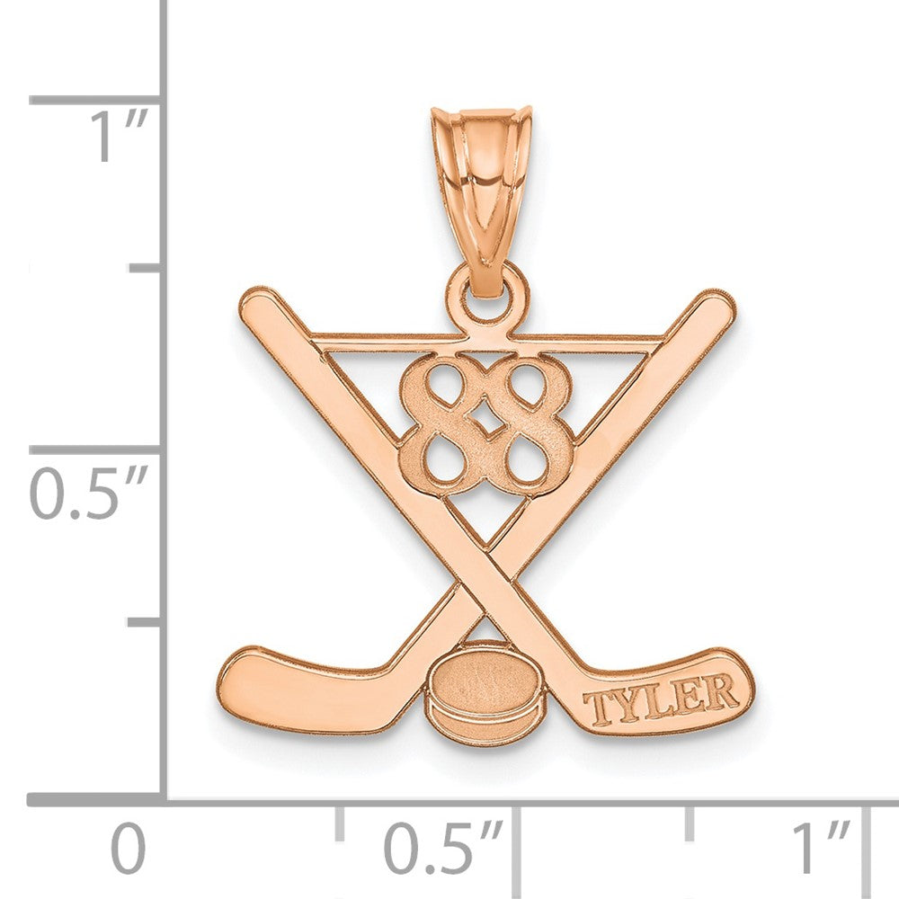 14K Roségold Personalisiert Hockey Anhänger
