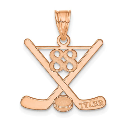 Roségoldbeschichtet Sterlingsilber /rose Personalisiert Hockey Anhänger