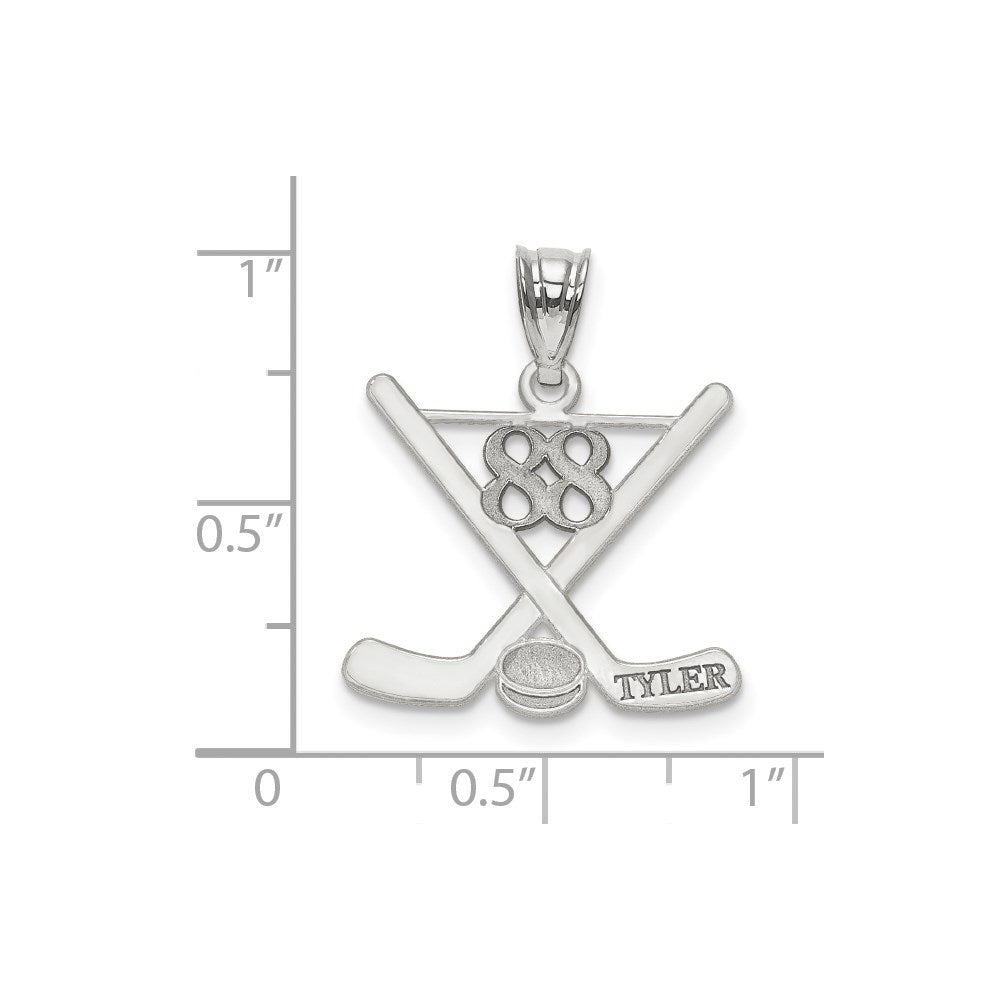 14K Weißgold Personalisiert Hockey Anhänger