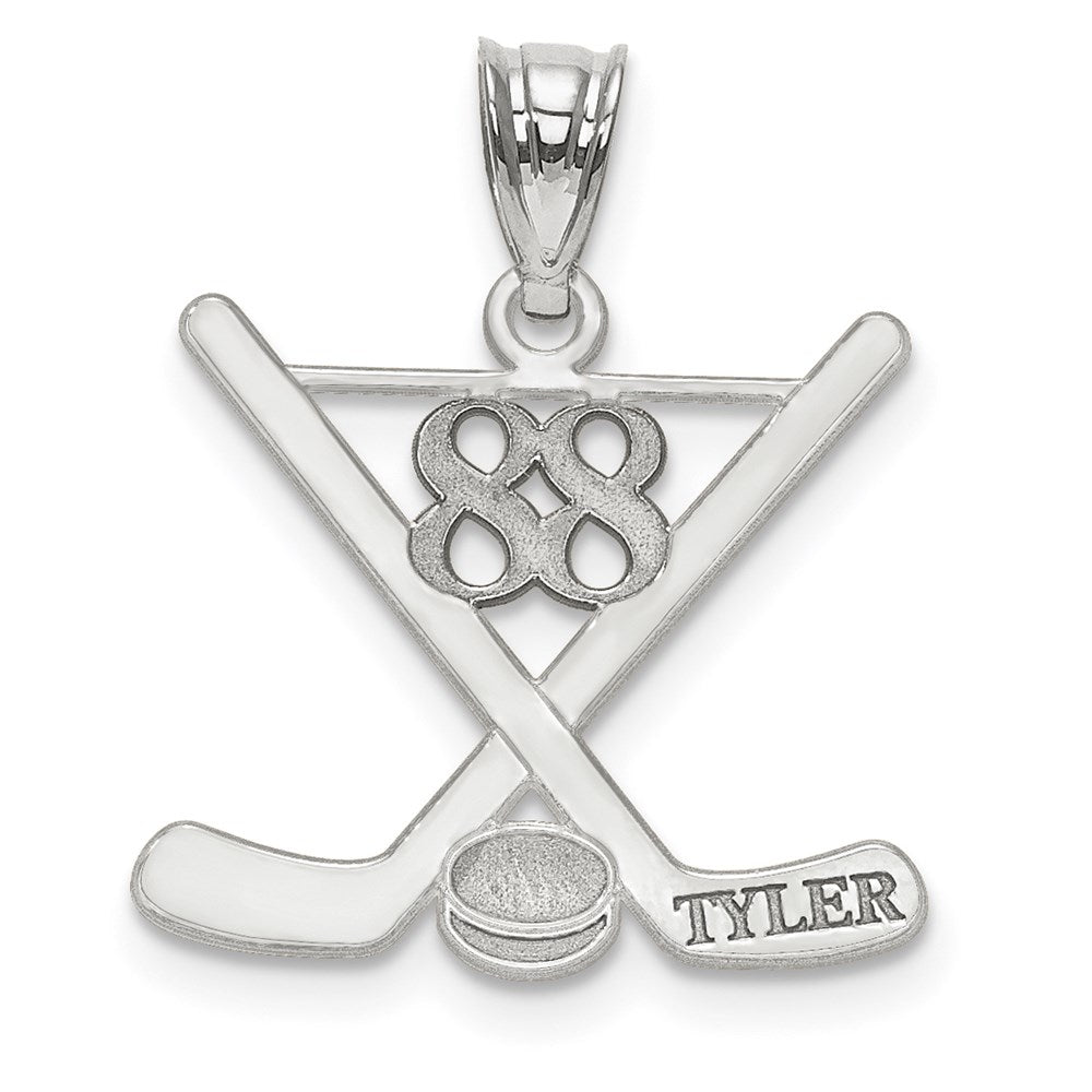 14K Weißgold Personalisiert Hockey Anhänger