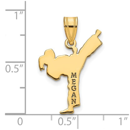 Vergoldet Sterlingsilber /gold Personalisiert Mädchen Karate Anhänger