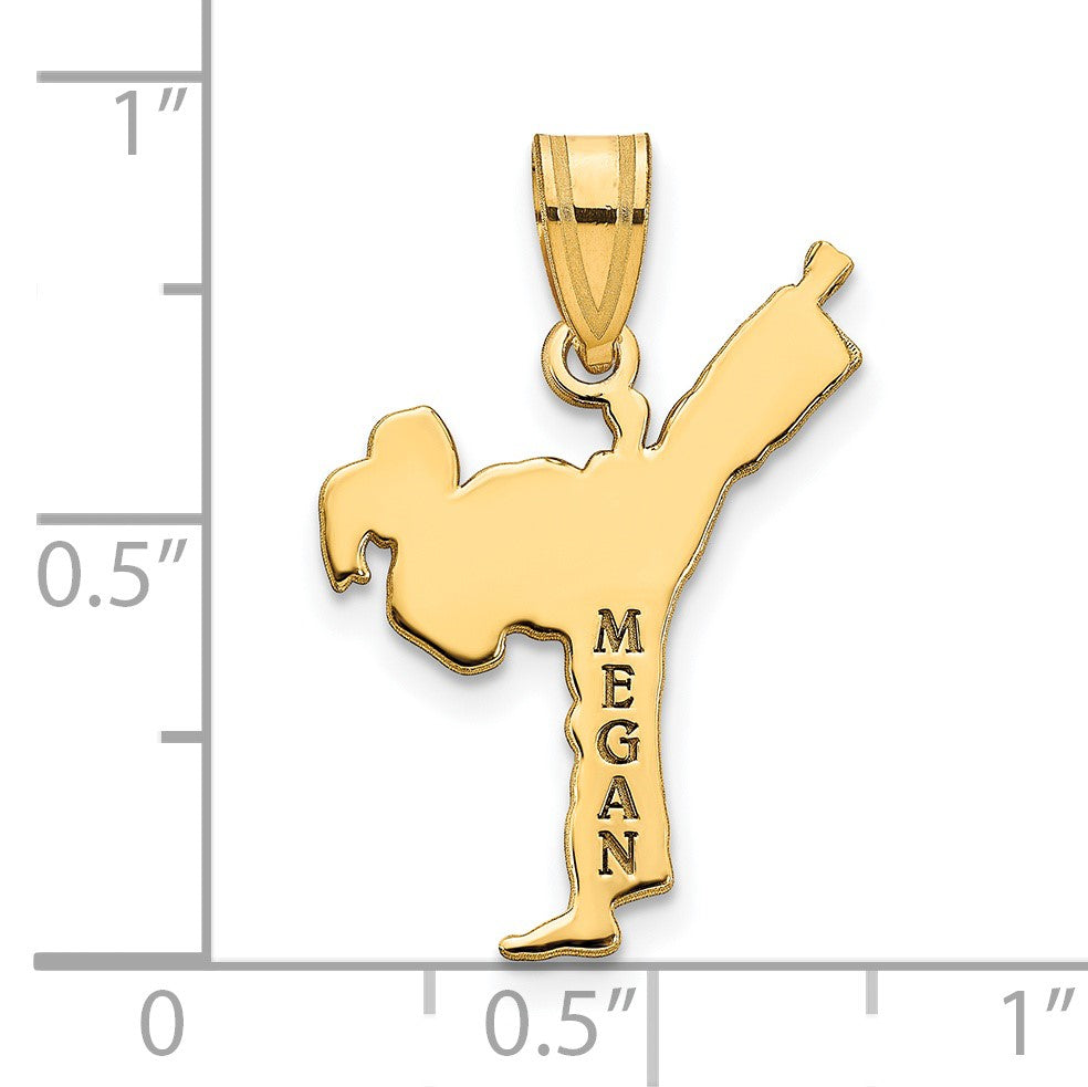 14K Gelbgold Personalisiert Mädchen Karate Anhänger