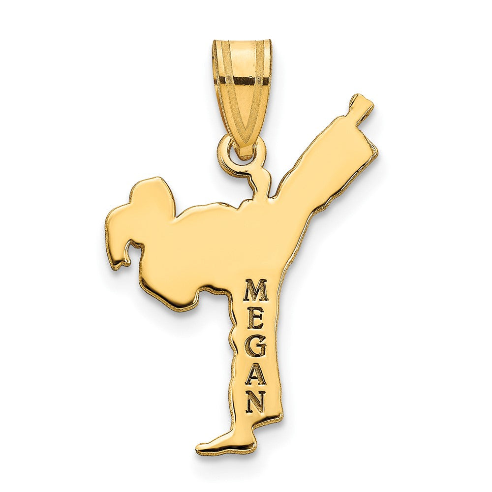 14K Gelbgold Personalisiert Mädchen Karate Anhänger