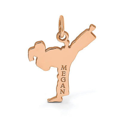 14K Roségold Personalisiert Mädchen Karate Anhänger