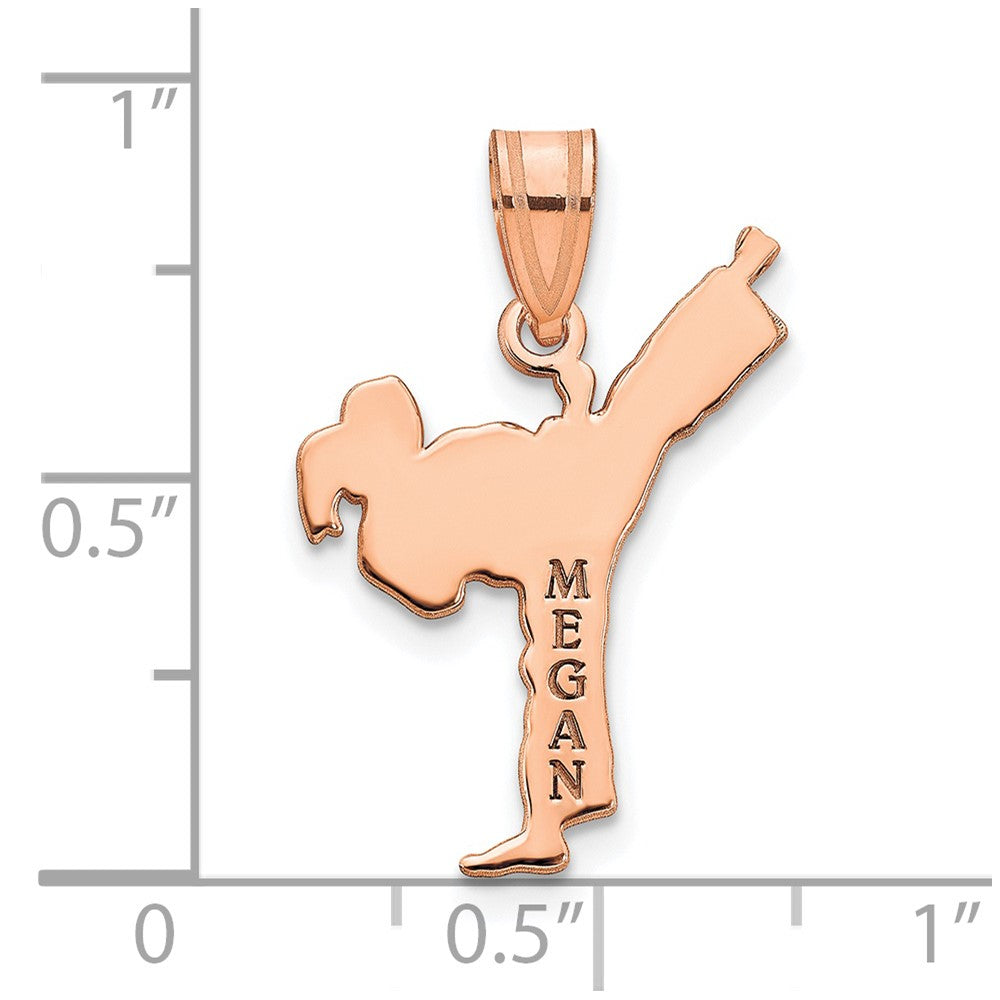Roségoldbeschichtet Sterlingsilber /rose Personalisiert Mädchen Karate Anhänger