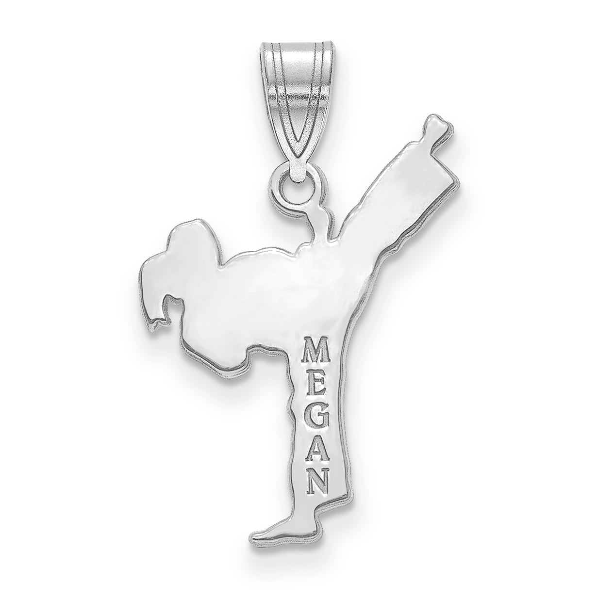 Sterlingsilber Silber/rhodiniert Personalisiert Mädchen Karate Anhänger