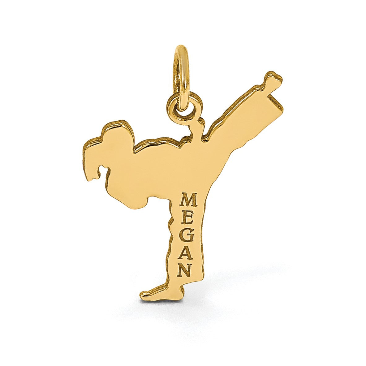 14K Gelbgold Personalisiert Mädchen Karate Anhänger