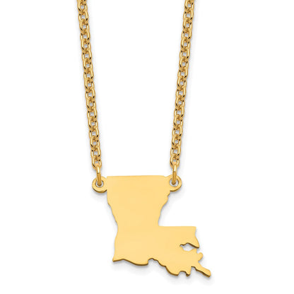 Vergoldet Sterlingsilber /gold Louisiana State Halskette