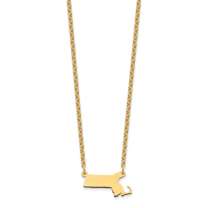 Vergoldet Sterlingsilber /gold Massachusetts State Halskette