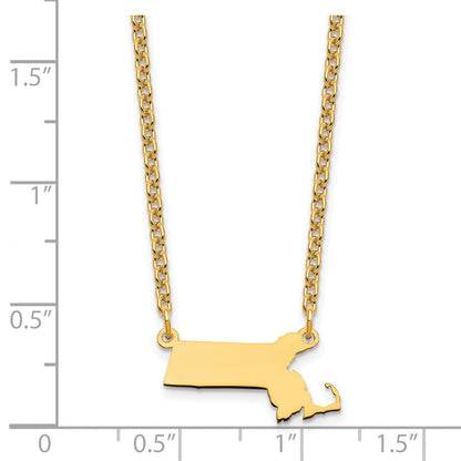 Vergoldet Sterlingsilber /gold Massachusetts State Halskette