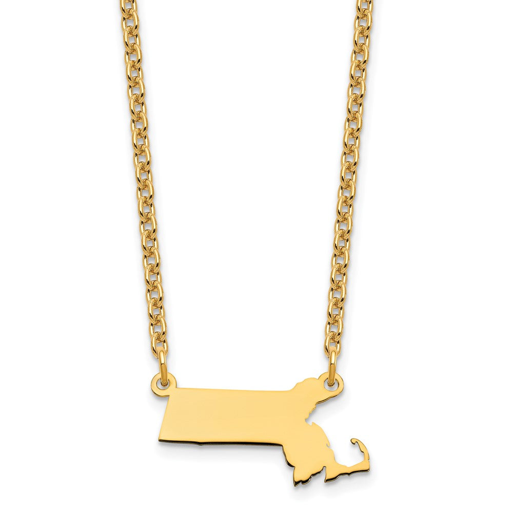Vergoldet Sterlingsilber /gold Massachusetts State Halskette