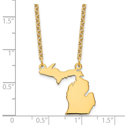 Vergoldet Sterlingsilber /gold Michigan State Halskette