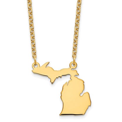 Vergoldet Sterlingsilber /gold Michigan State Halskette