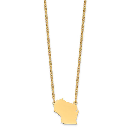 Vergoldet Sterlingsilber /gold Wisconsin State Halskette