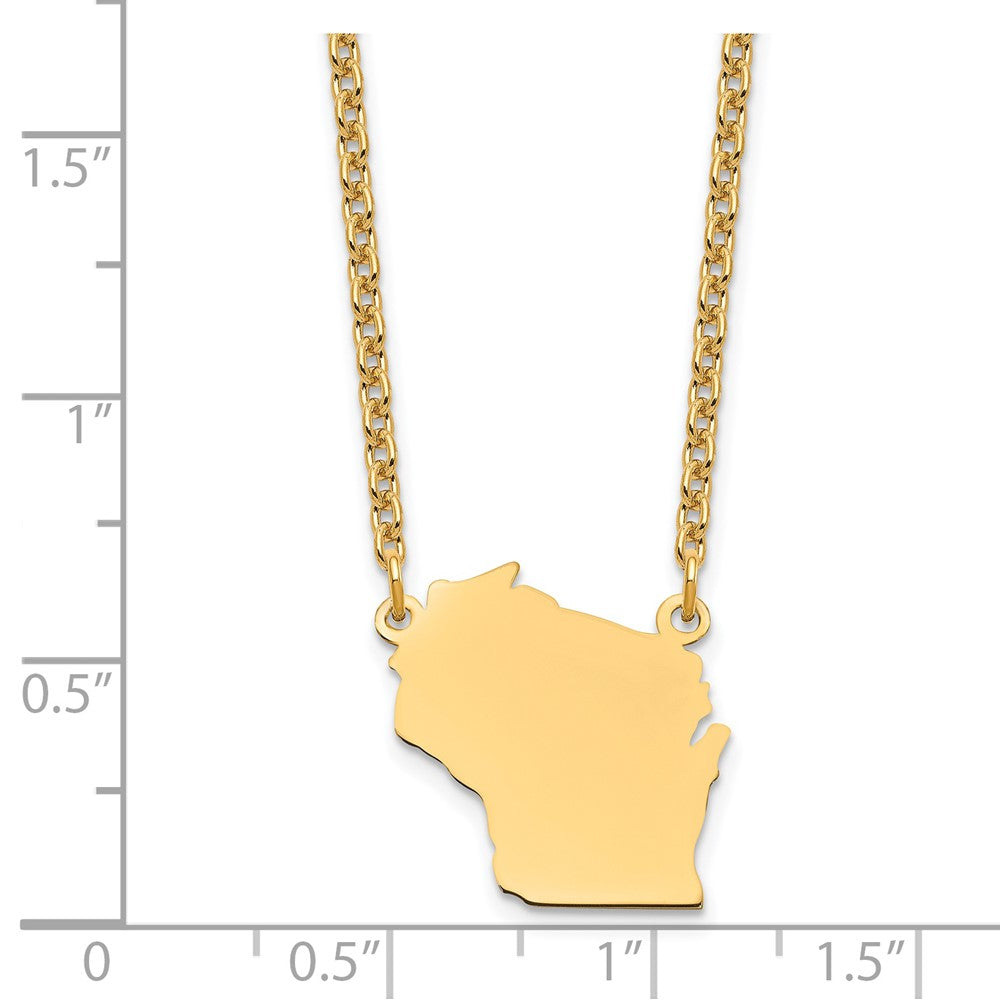 Vergoldet Sterlingsilber /gold Wisconsin State Halskette