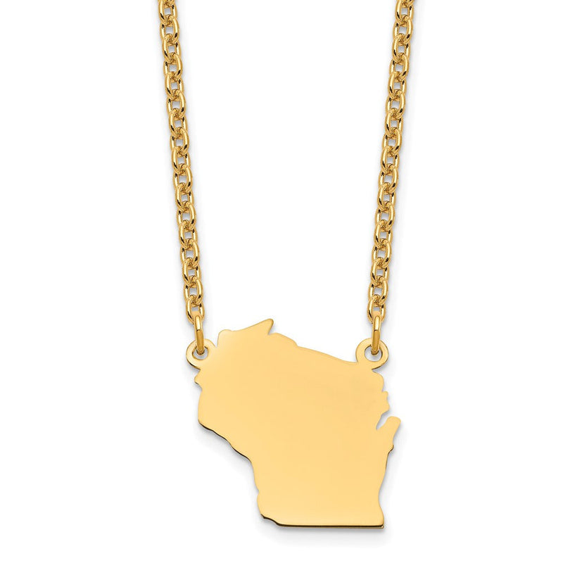 Vergoldet Sterlingsilber /gold Wisconsin State Halskette