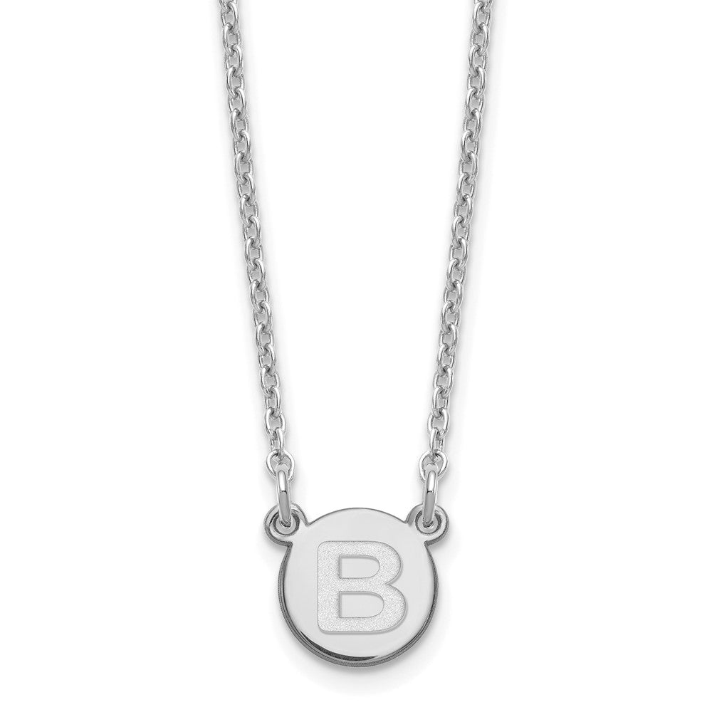 Sterlingsilber Rhodiniert Winzig Kreis Block Buchstabe B Initiale Halskette