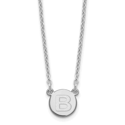 Sterlingsilber Rhodiniert Winzig Kreis Block Buchstabe B Initiale Halskette