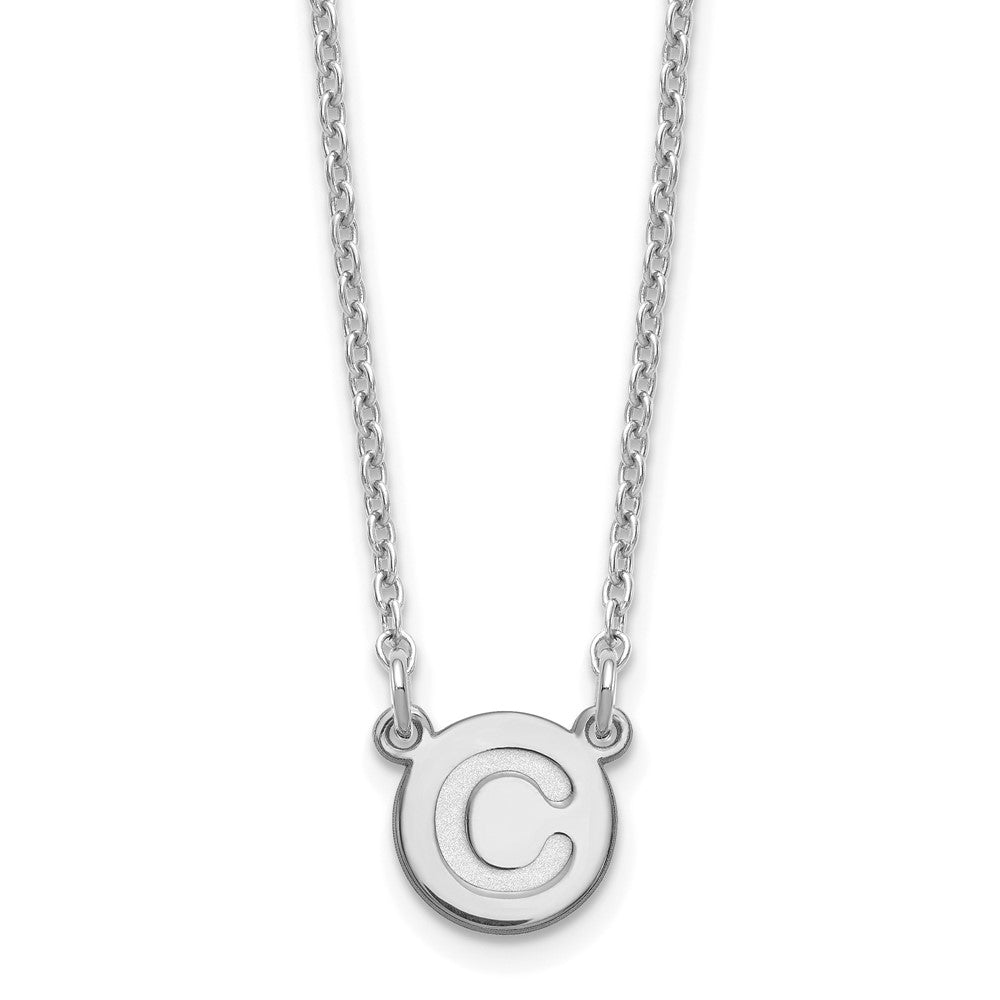 Sterlingsilber Rhodiniert Winzig Kreis Block Buchstabe C Initiale Halskette