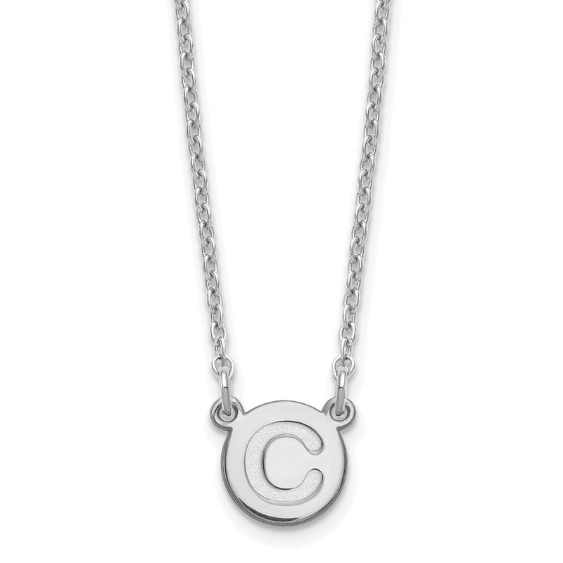 Sterlingsilber Rhodiniert Winzig Kreis Block Buchstabe C Initiale Halskette