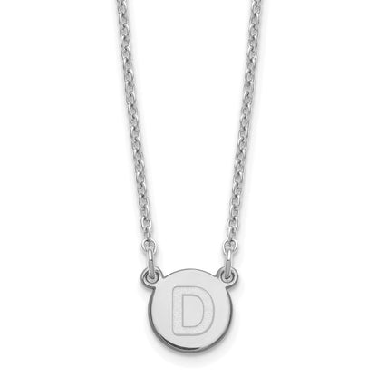 Sterlingsilber Rhodiniert Winzig Kreis Block Buchstabe D Initiale Halskette