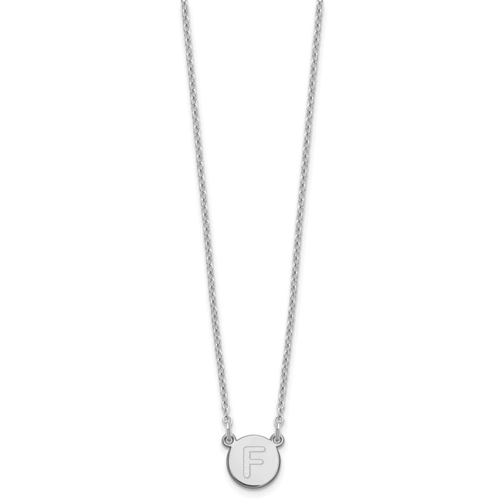Sterlingsilber Rhodiniert Winzig Kreis Block Buchstabe F Initiale Halskette