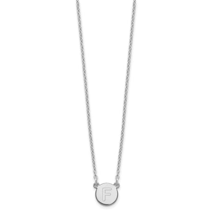 Sterlingsilber Rhodiniert Winzig Kreis Block Buchstabe F Initiale Halskette