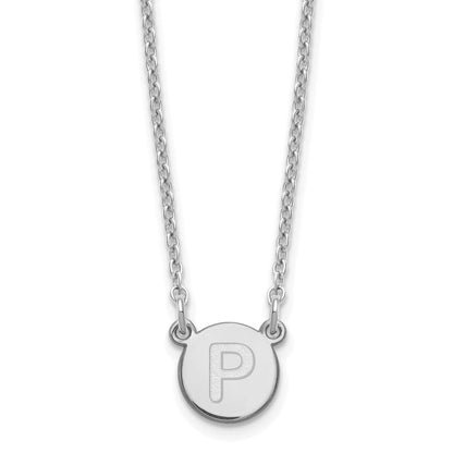 Sterlingsilber Rhodiniert Winzig Kreis Block Buchstabe P Initiale Halskette