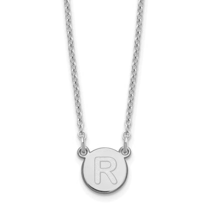 Sterlingsilber Rhodiniert Winzig Kreis Block Buchstabe R Initiale Halskette