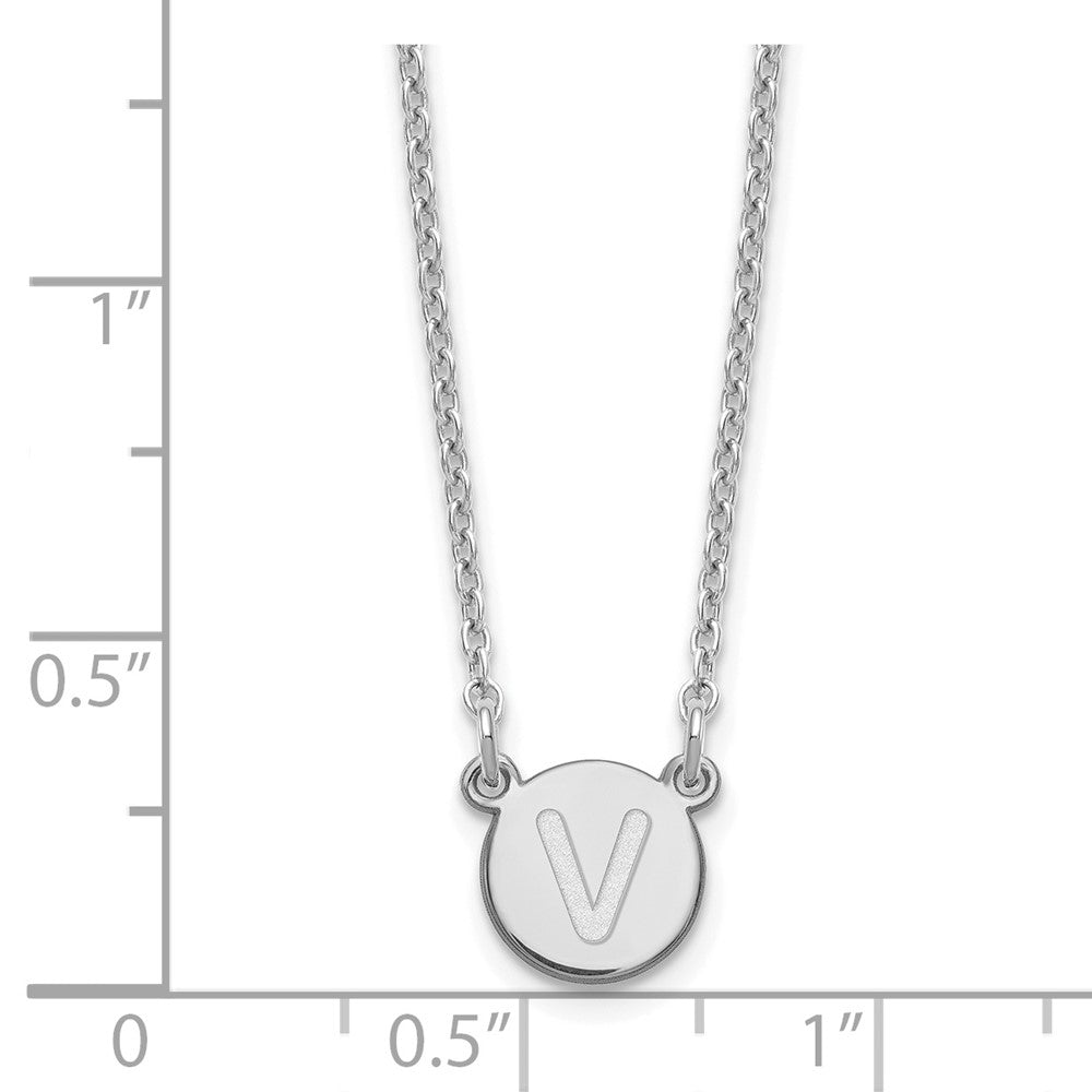 Sterlingsilber Rhodiniert Winzig Kreis Block Buchstabe V Initiale Halskette