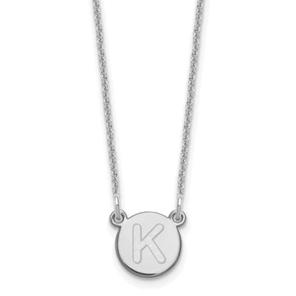 14K Weißgold 14kw Winzig Kreis Block Buchstabe K Initiale Halskette