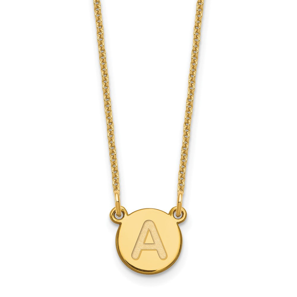 14K Gelbgold Winzig Kreis Block Buchstabe A Initiale Halskette