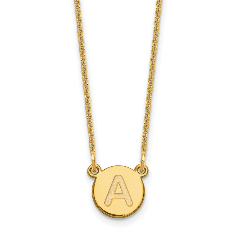 14K Gelbgold Winzig Kreis Block Buchstabe A Initiale Halskette