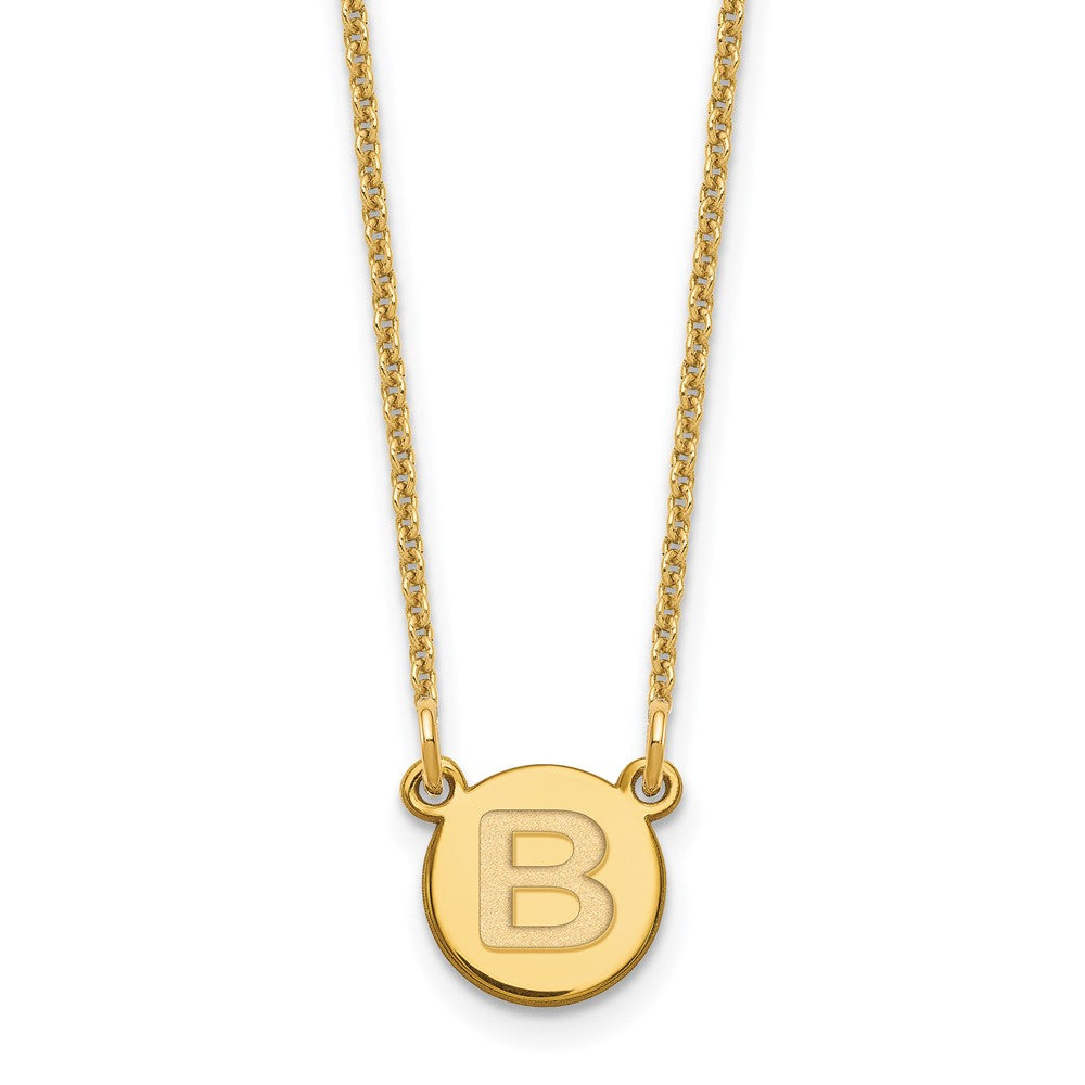 14K Gelbgold Winzig Kreis Block Buchstabe B Initiale Halskette