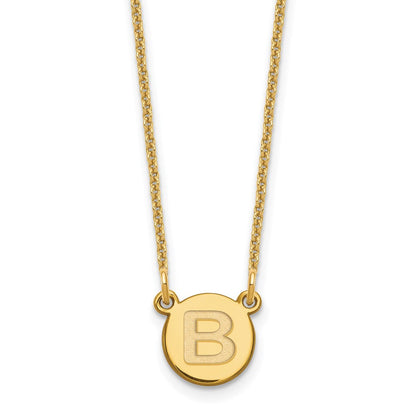 14K Gelbgold Winzig Kreis Block Buchstabe B Initiale Halskette