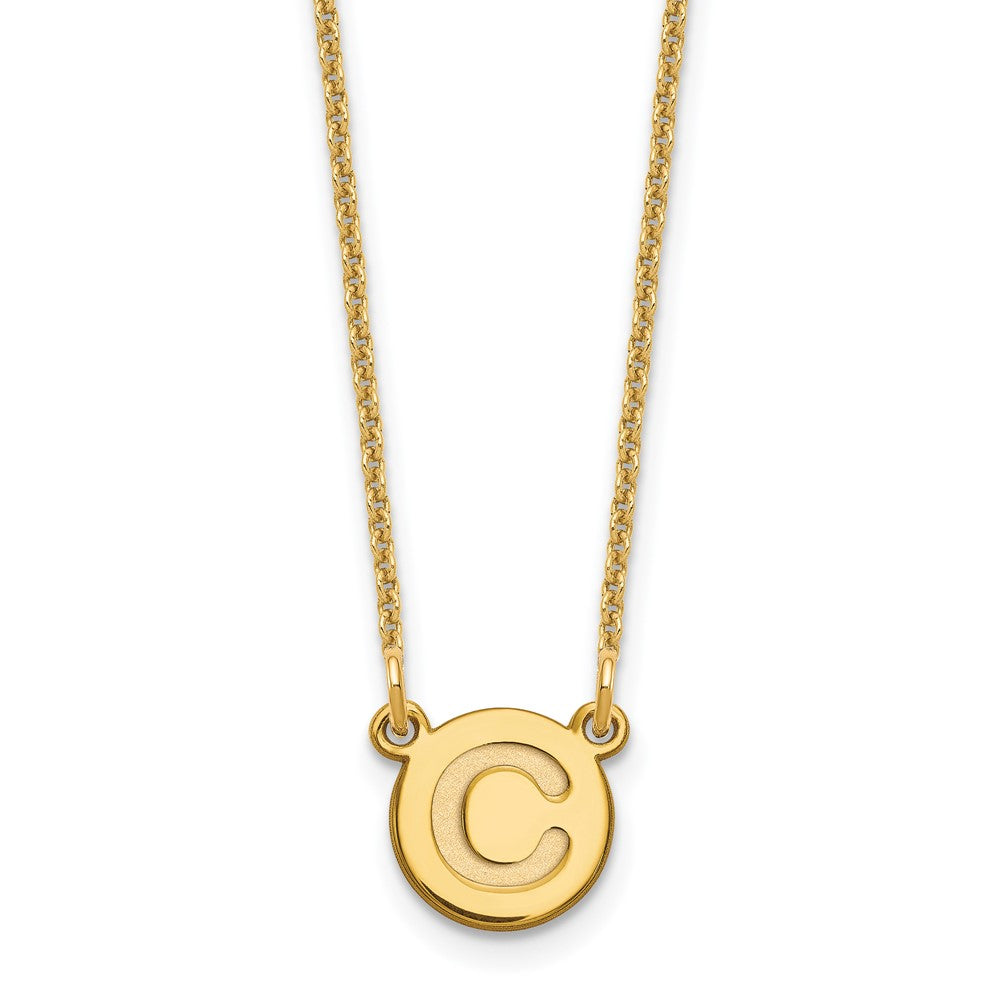 14K Gelbgold Winzig Kreis Block Buchstabe C Initiale Halskette