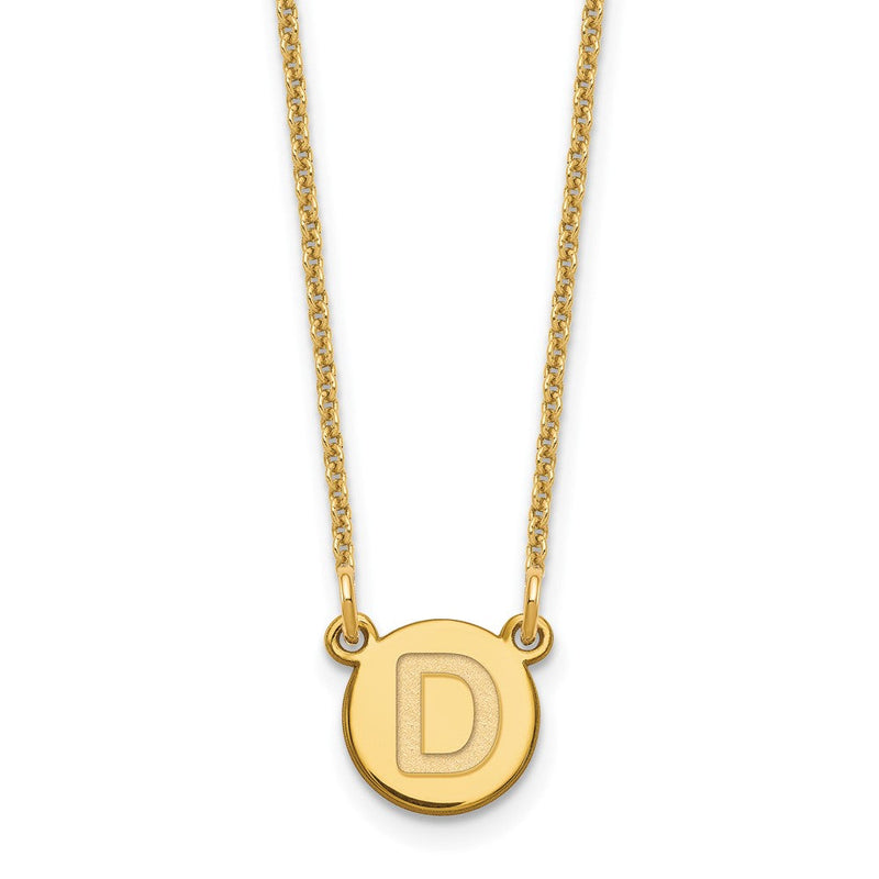 14K Gelbgold Winzig Kreis Block Buchstabe D Initiale Halskette