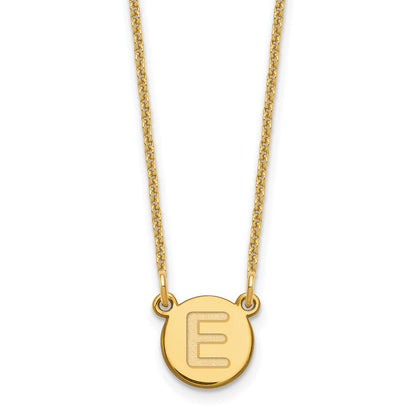 14K Gelbgold 14ky Winzig Kreis Block Buchstabe E Initiale Halskette