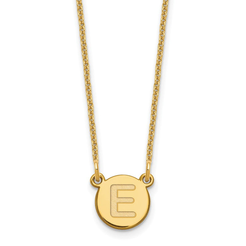 14K Gelbgold 14ky Winzig Kreis Block Buchstabe E Initiale Halskette