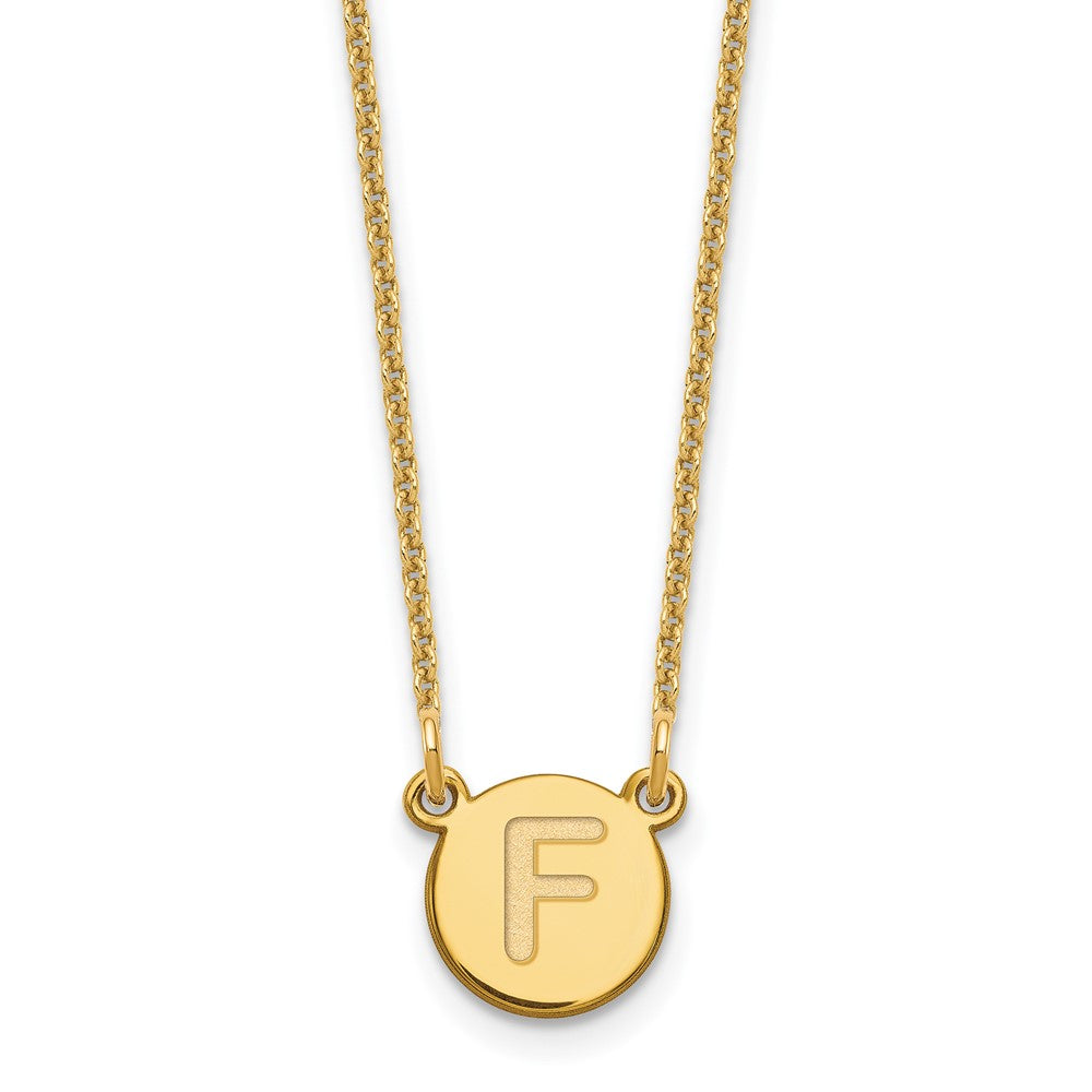 14K Gelbgold 14kytiny Kreis Block Buchstabe F Initiale Halskette