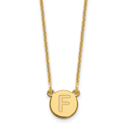 14K Gelbgold 14kytiny Kreis Block Buchstabe F Initiale Halskette