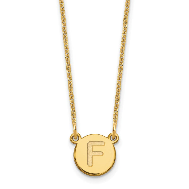 14K Gelbgold 14kytiny Kreis Block Buchstabe F Initiale Halskette